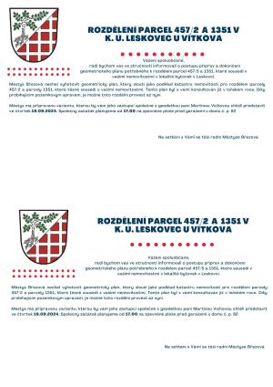 Informační schůzka k rozdělení parcel v lokalitě bytovek v Leskovci 2