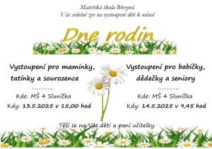 Den rodin 13. 5. 2025 a 14. 5. 2025 v Mateřské škole Březová č.p. 4 (u kostela) 1